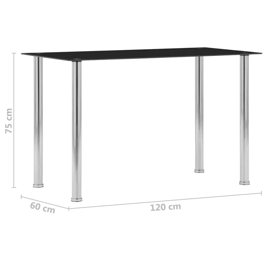 Table à manger Noir 120x60x75 cm Verre trempé - 5