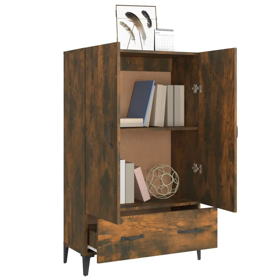 Buffet haut Chêne fumé 70x31x115 cm Bois d'ingénierie - 4