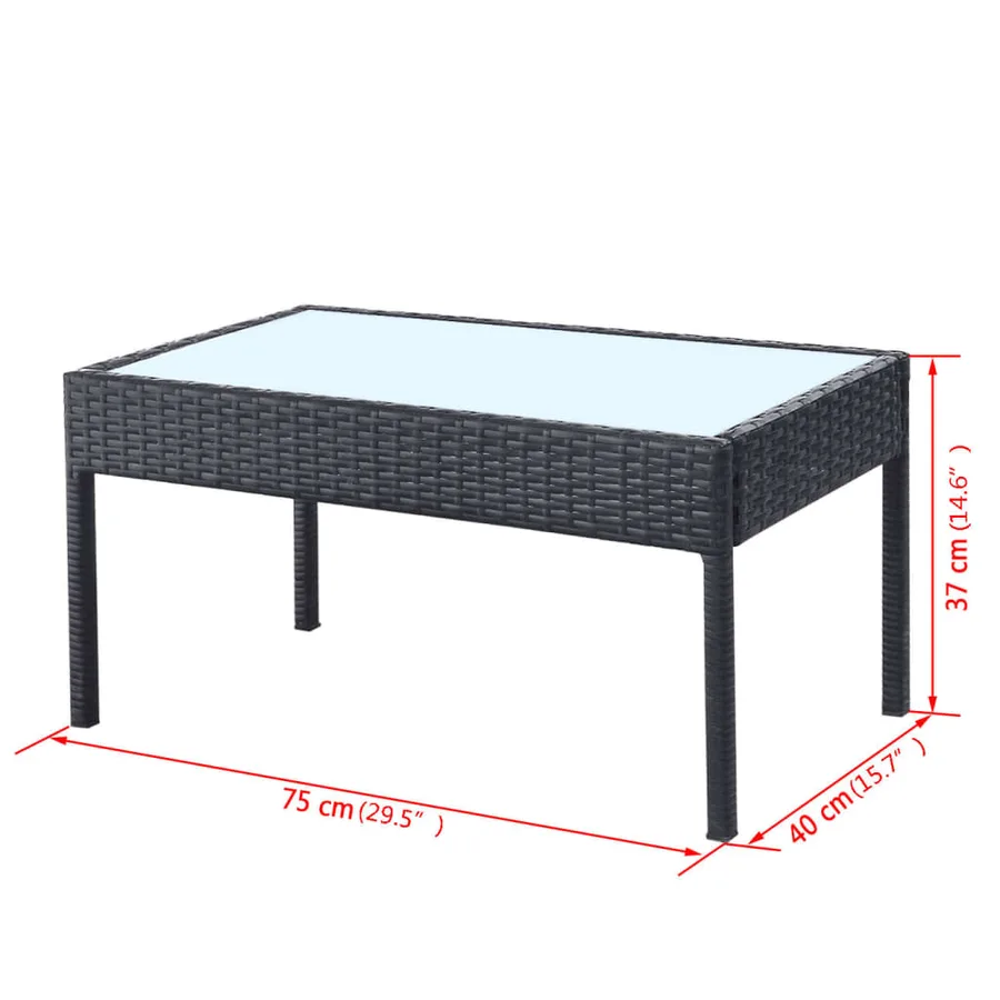 Salon de jardin 4 pcs avec coussins Résine tressée Noir - 10