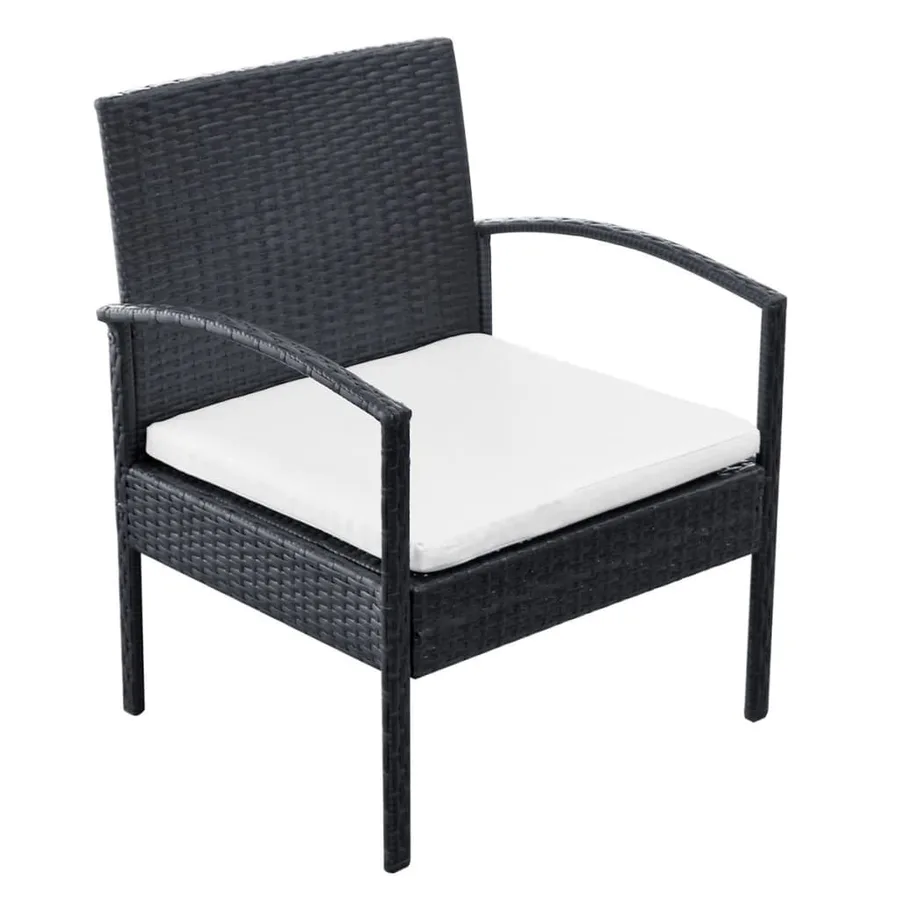Salon de jardin 4 pcs avec coussins Résine tressée Noir - 6