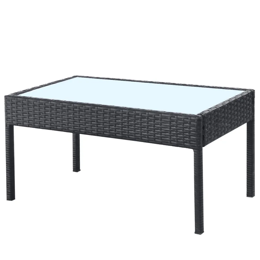 Salon de jardin 4 pcs avec coussins Résine tressée Noir - 7