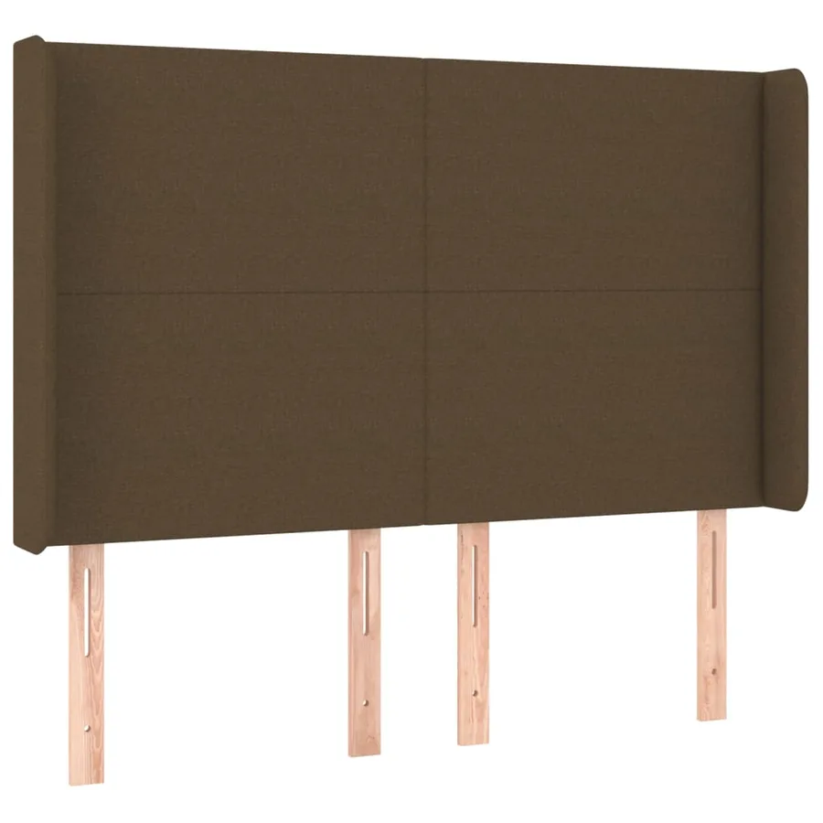 Tête de lit avec oreilles Marron foncé 147x16x118/128 cm Tissu - 2