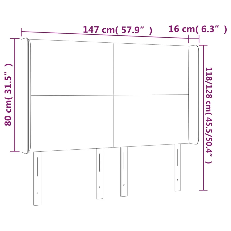 Tête de lit avec oreilles Marron foncé 147x16x118/128 cm Tissu - 9