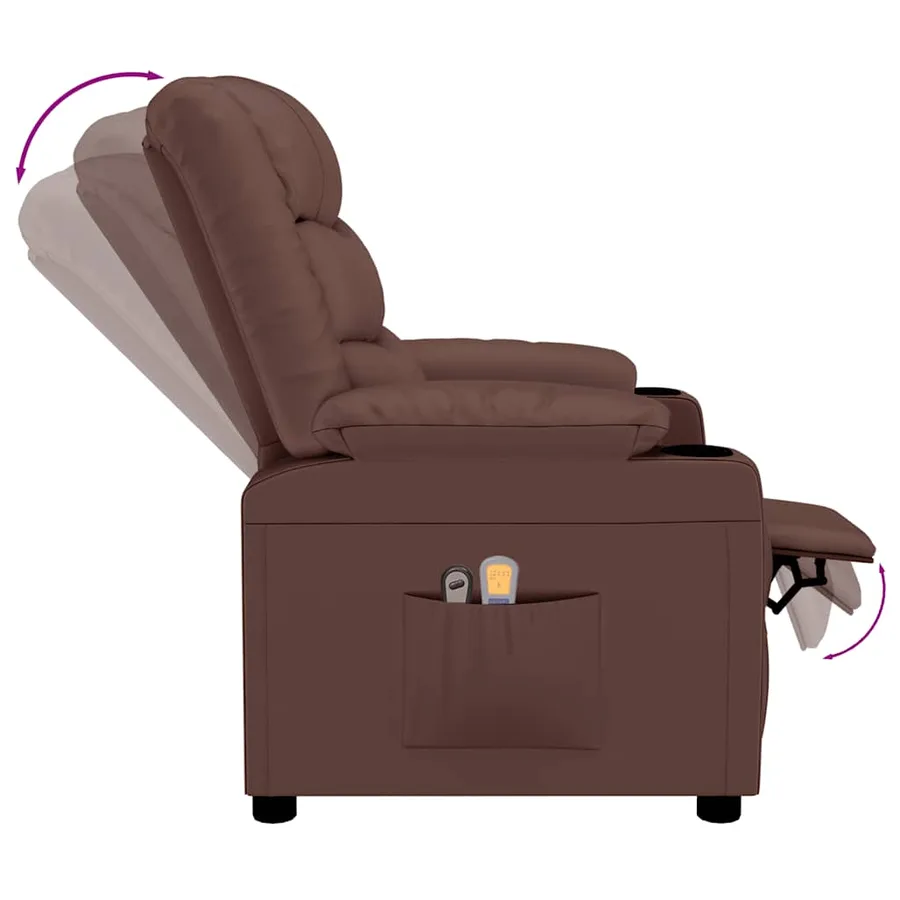 Fauteuil de massage électrique Marron Similicuir - 7