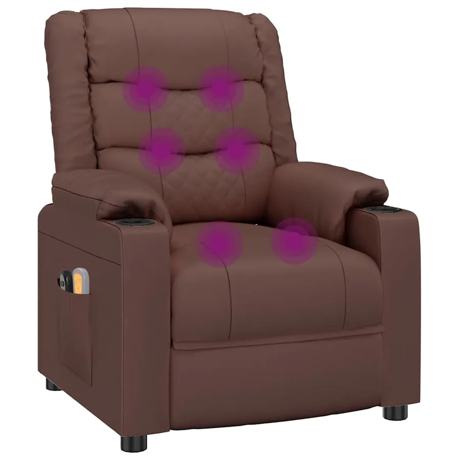 Fauteuil de massage électrique Marron Similicuir - 8