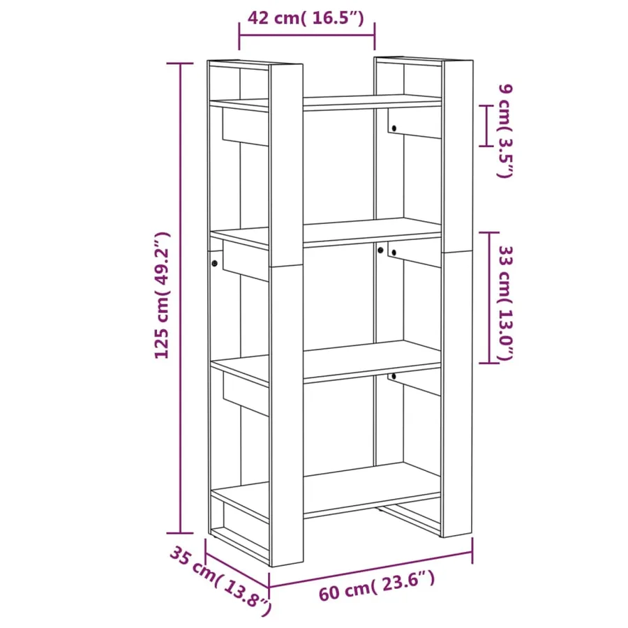 Bibliothèque/Séparateur de pièce 60x35x125 cm Bois massif - 8