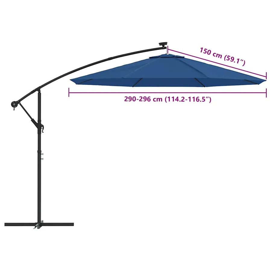 Tissu de remplacement pour parasol déporté bleu azuré 300 cm - 8