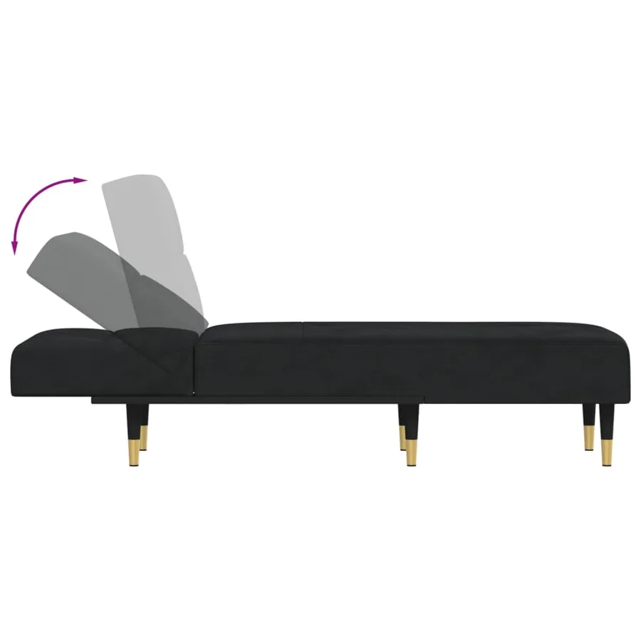 Chaise longue noir velours - 6
