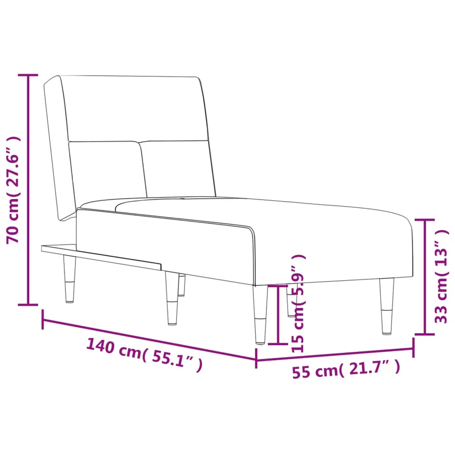 Chaise longue noir velours - 9
