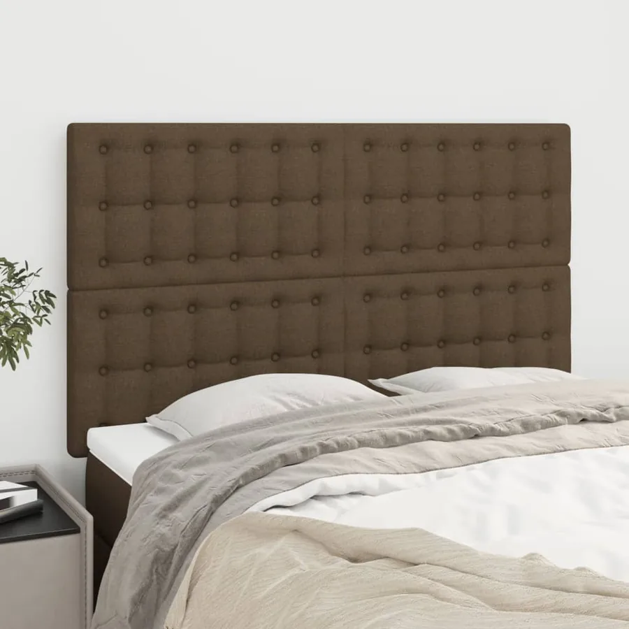 Tête de lit Marron foncé 144 x 5 x 118/128 cm Tissu