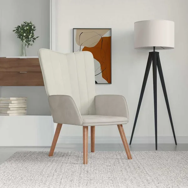 Chaise de relaxation Blanc crème Velours