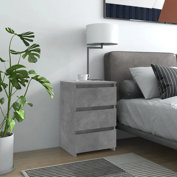 Table de chevet gris béton 40x35x62,5 cm bois d'ingénierie