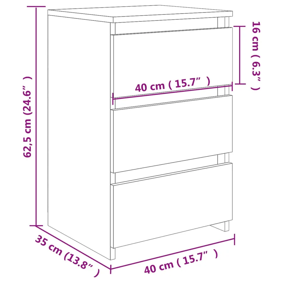 Table de chevet gris béton 40x35x62,5 cm bois d'ingénierie - 8