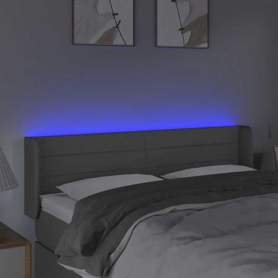 Tête de lit à LED Gris clair 147x16x78/88 cm Tissu - 4