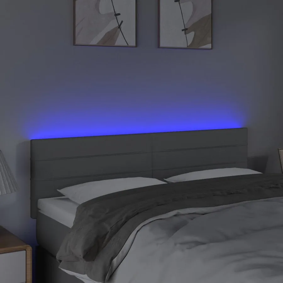 Tête de lit à LED Gris clair 144x5x78/88 cm Tissu - 3