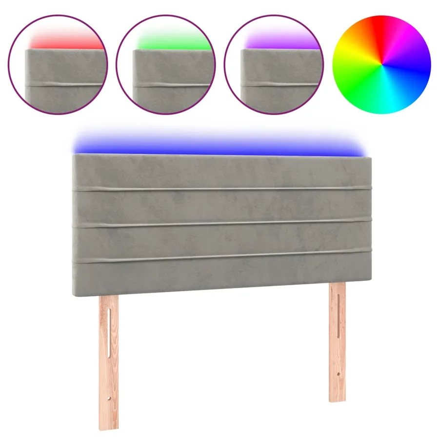 Tête de lit à LED Gris clair 80x5x78/88 cm Velours - 2