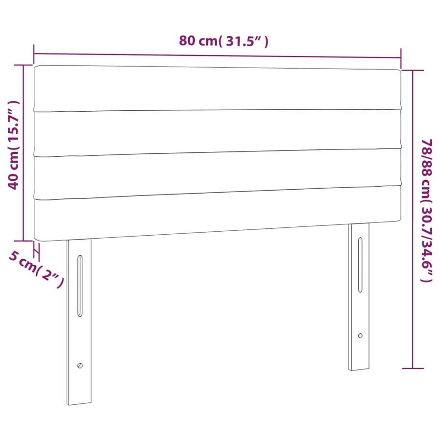 Tête de lit à LED Gris clair 80x5x78/88 cm Velours - 6