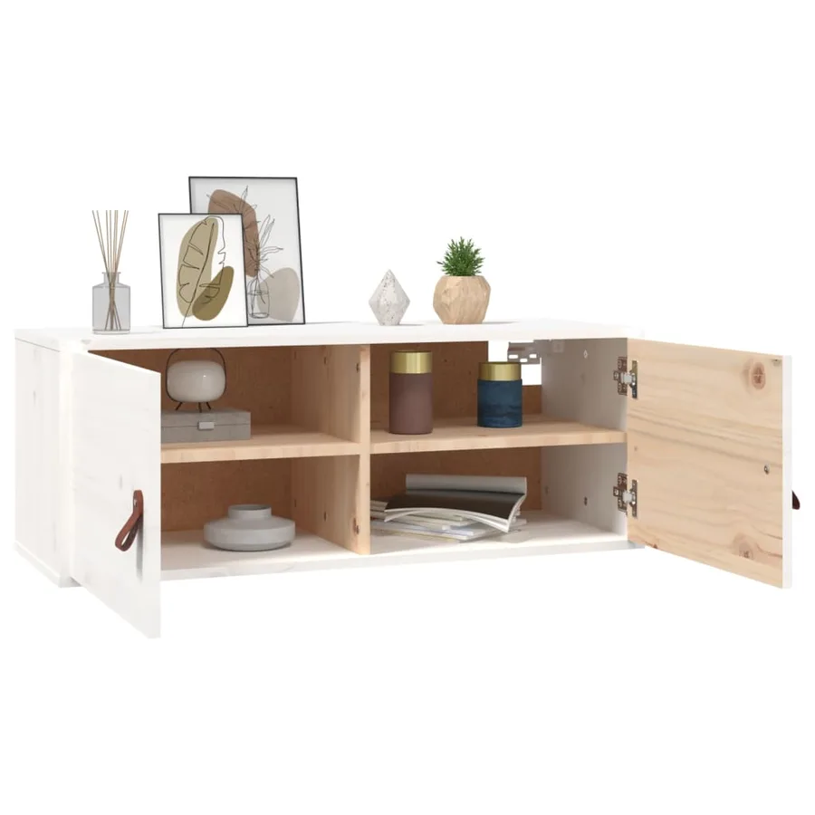 Armoires murales 2 pcs Blanc 80x30x30 cm Bois de pin massif - 10