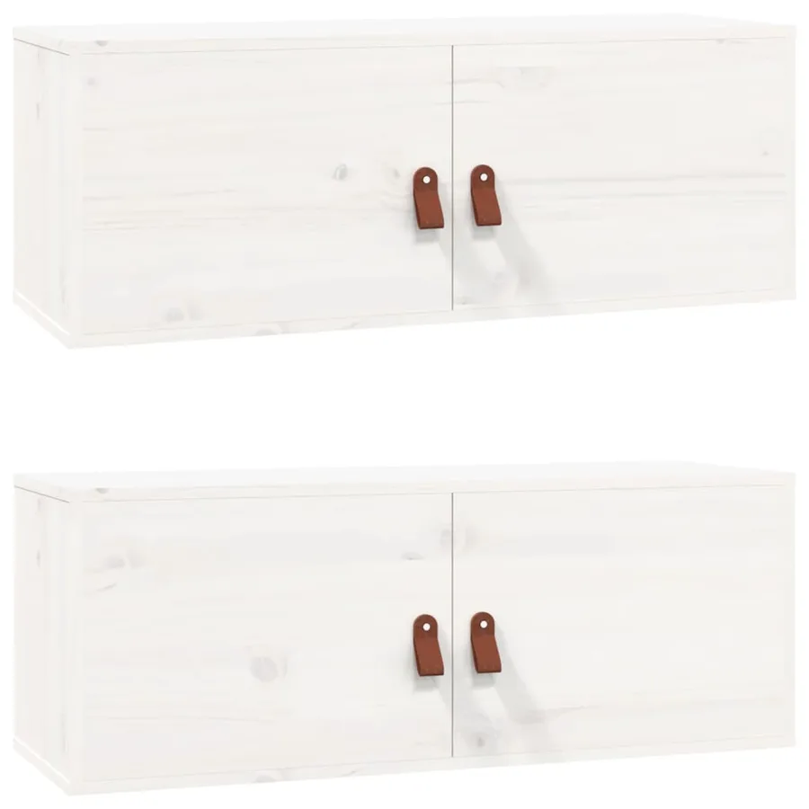 Armoires murales 2 pcs Blanc 80x30x30 cm Bois de pin massif - 2