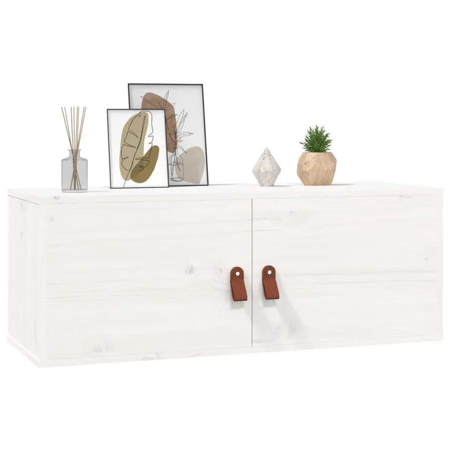 Armoires murales 2 pcs Blanc 80x30x30 cm Bois de pin massif - 9