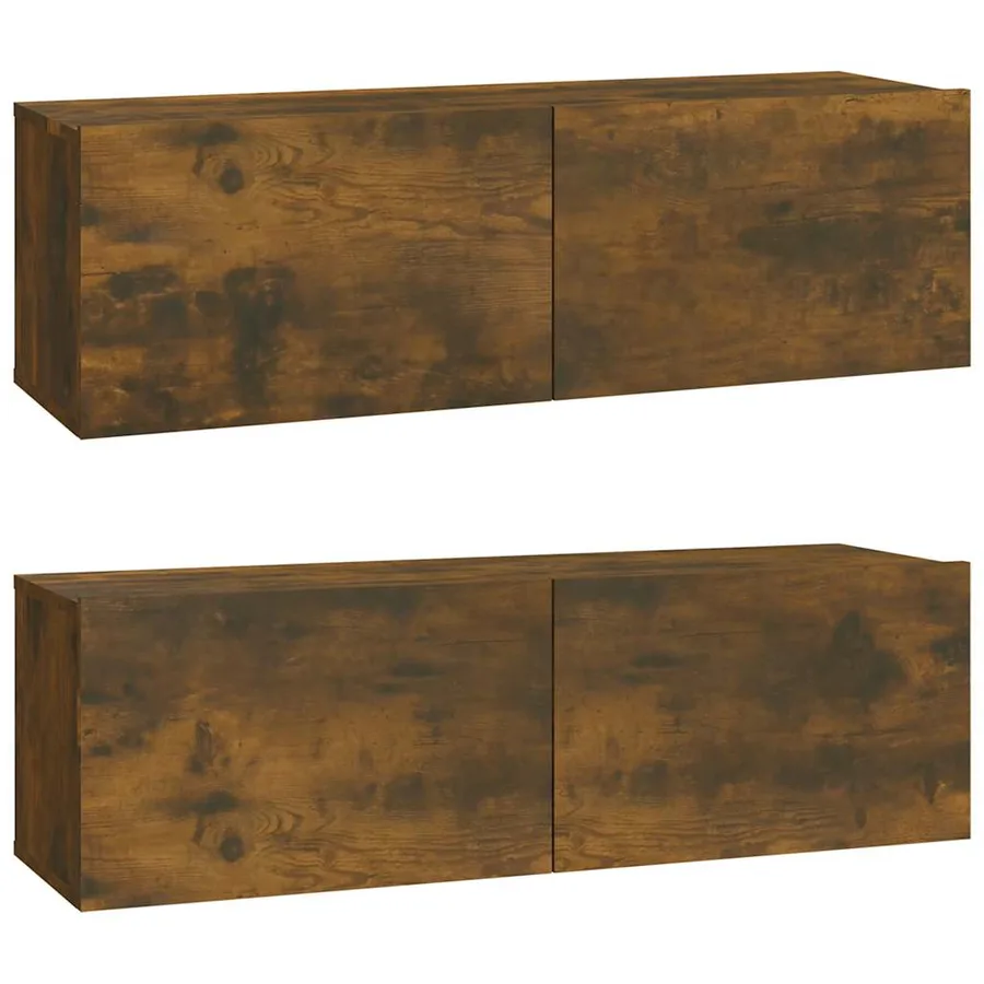 Meubles TV muraux 2pcs chêne fumé 100x30x30cm bois d'ingénierie - 2