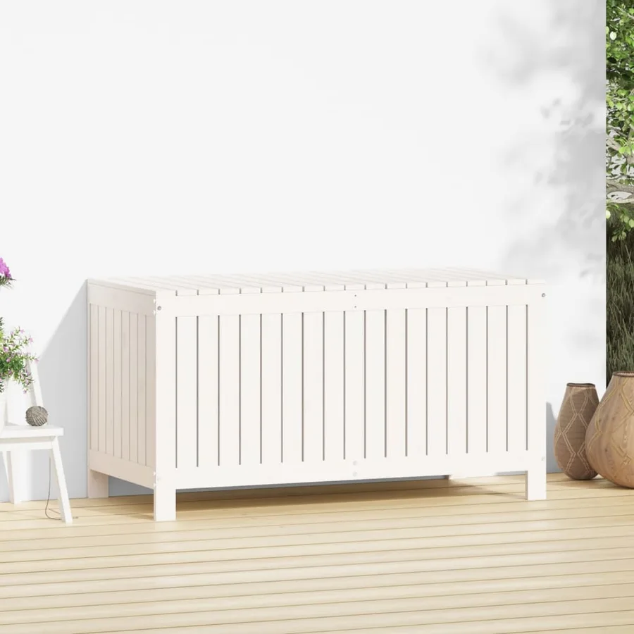 Boîte de rangement de jardin Blanc 121x55x64 cm Bois de pin - 3