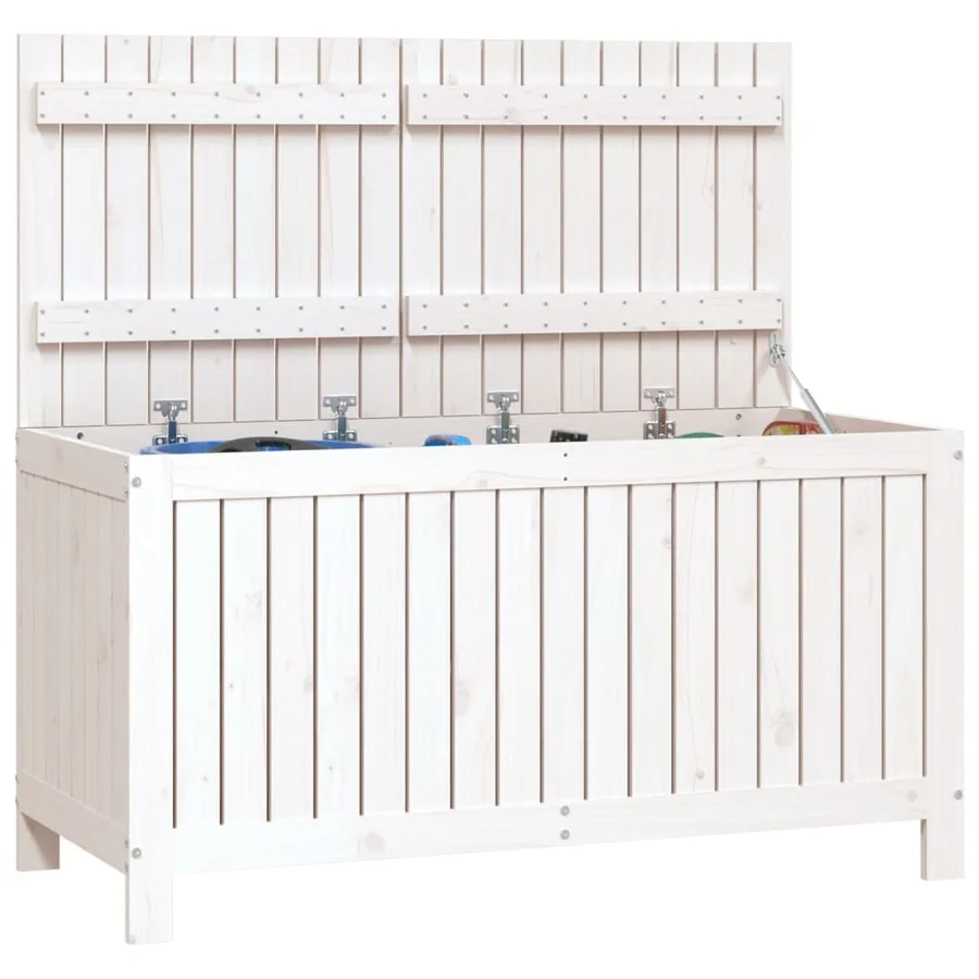 Boîte de rangement de jardin Blanc 121x55x64 cm Bois de pin - 4