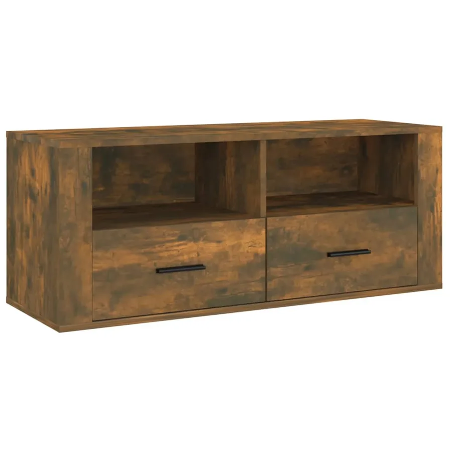 Meuble TV Chêne fumé 100x35x40 cm Bois d'ingénierie - 2