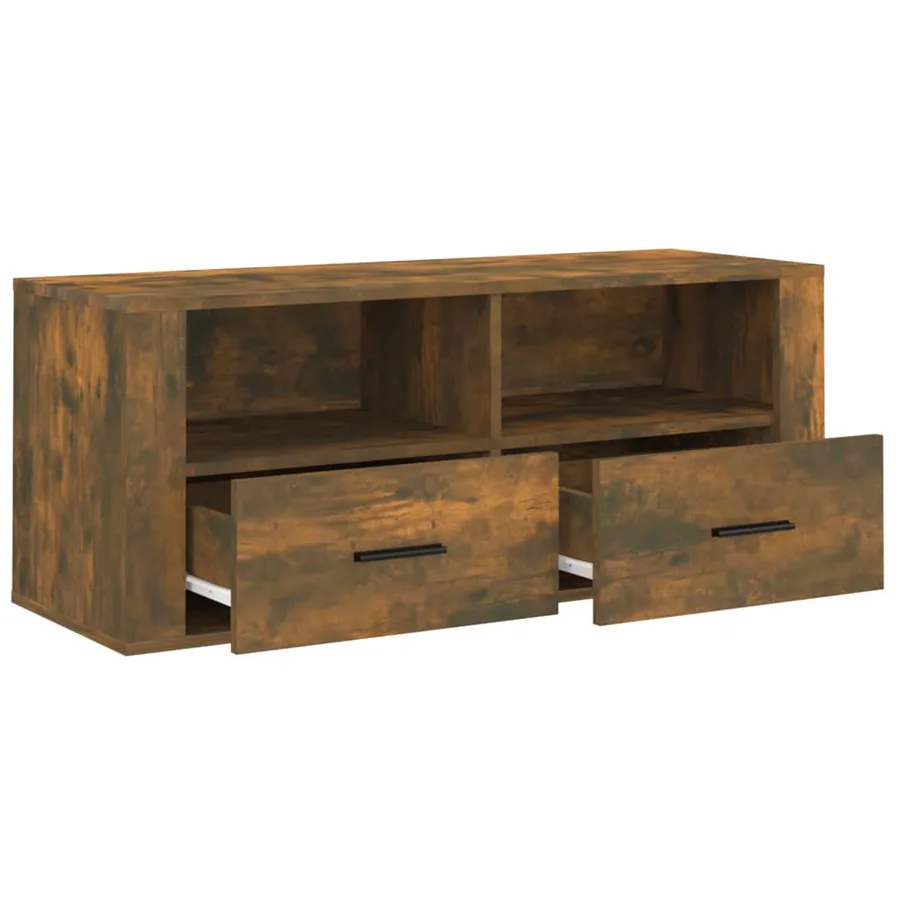 Meuble TV Chêne fumé 100x35x40 cm Bois d'ingénierie - 7