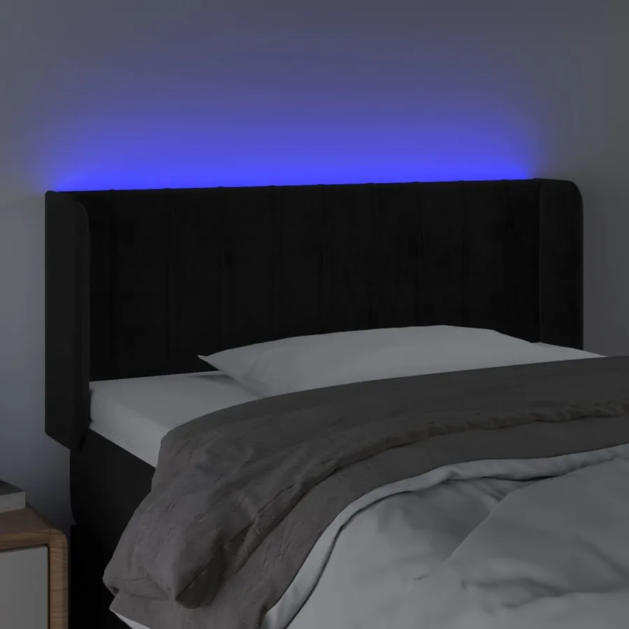 Tête de lit à LED Noir 93x16x78/88 cm Velours - 4