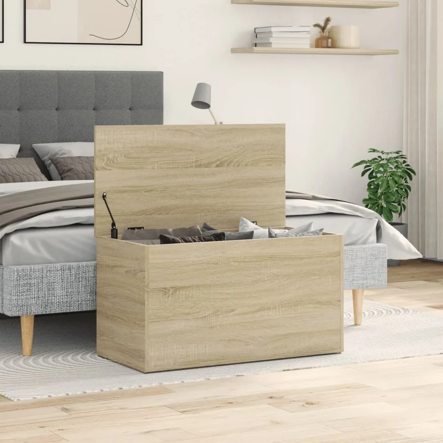 Coffre de rangement Chêne sonoma 84x42x46 cm Bois d'ingénierie - 3