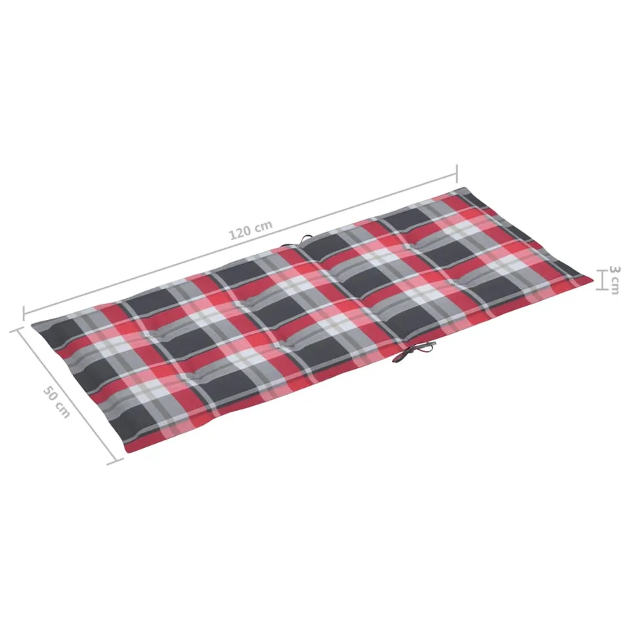 Chaises de jardin lot de 6 et coussins carreaux rouge Bois teck - 10