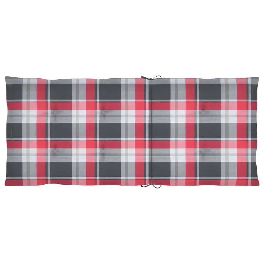 Chaises de jardin lot de 6 et coussins carreaux rouge Bois teck - 8