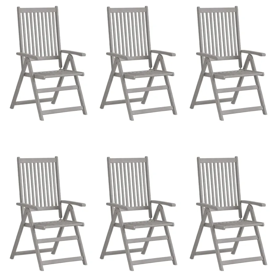 Chaises inclinables de jardin lot de 6 et coussins Bois acacia - 2