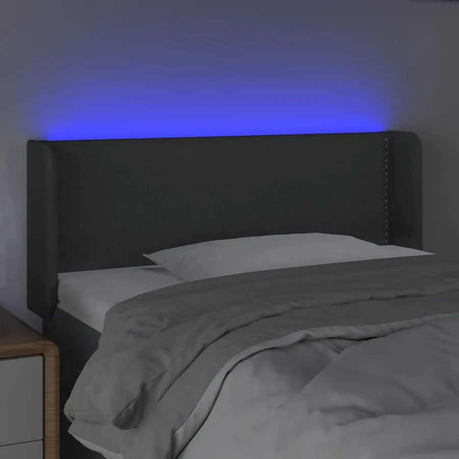 Tête de lit à LED Gris foncé 93x16x78/88 cm Tissu - 4