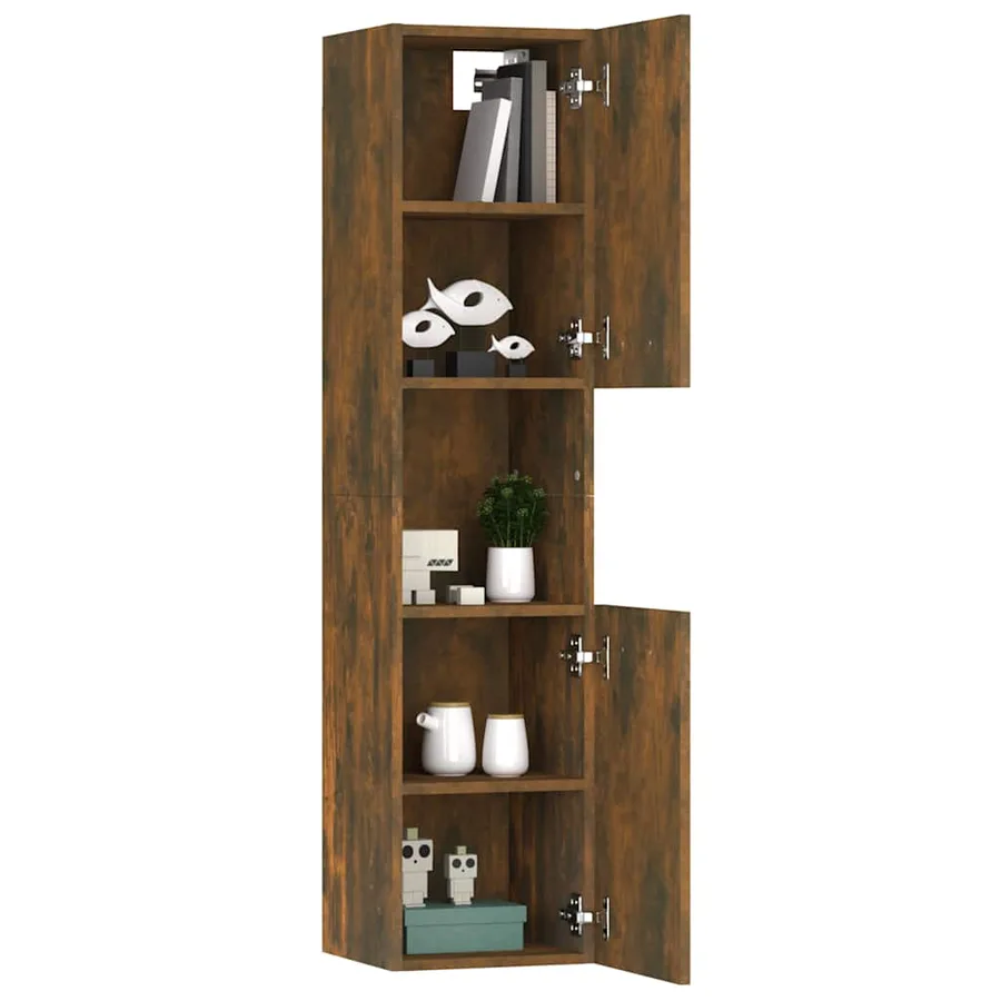 Armoire de bain Chêne fumé 30x30x130 cm Bois d'ingénierie - 5