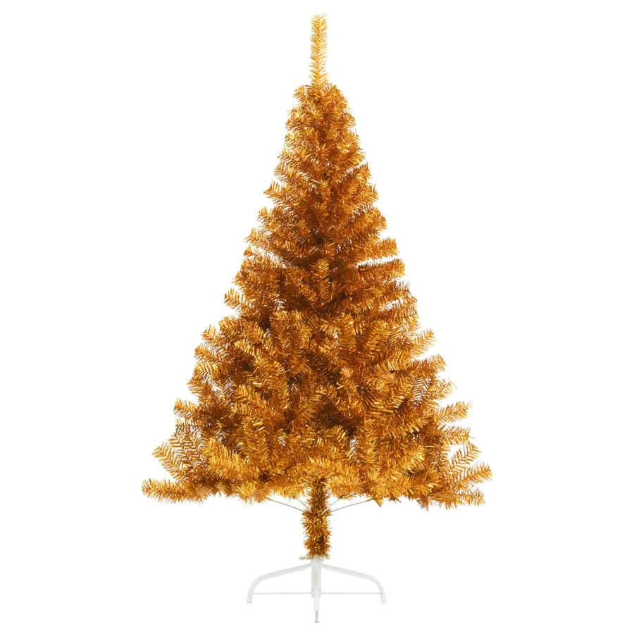Demi sapin de Noël artificiel avec support doré 120 cm PET - 2