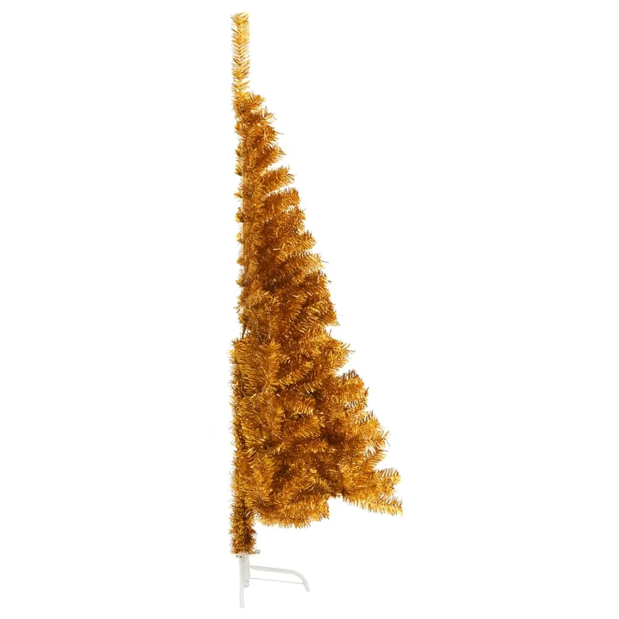 Demi sapin de Noël artificiel avec support doré 120 cm PET - 3
