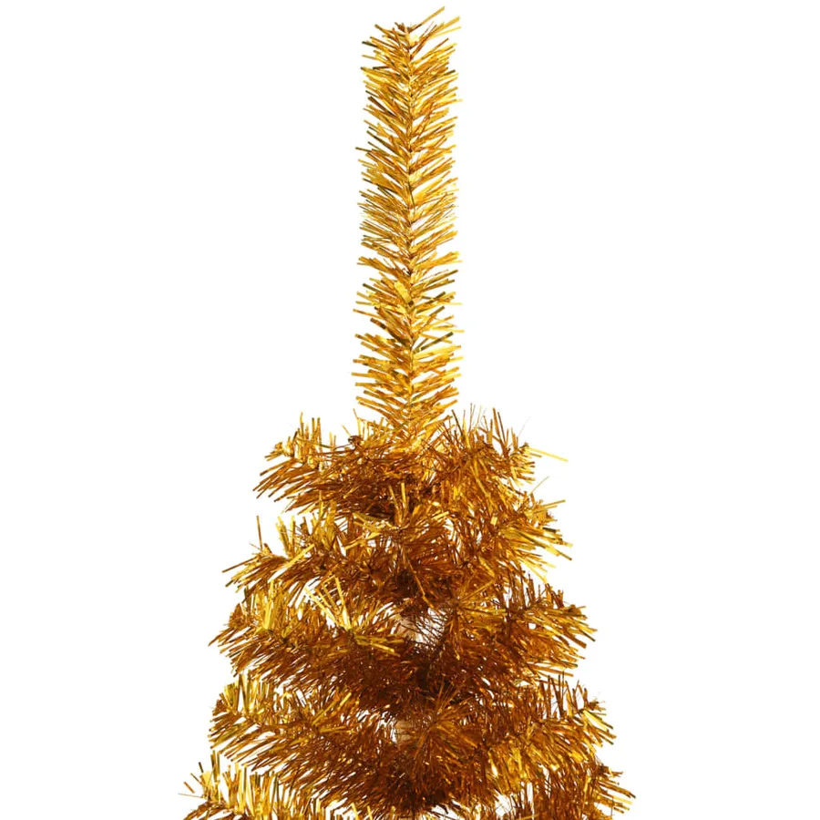 Demi sapin de Noël artificiel avec support doré 120 cm PET - 5
