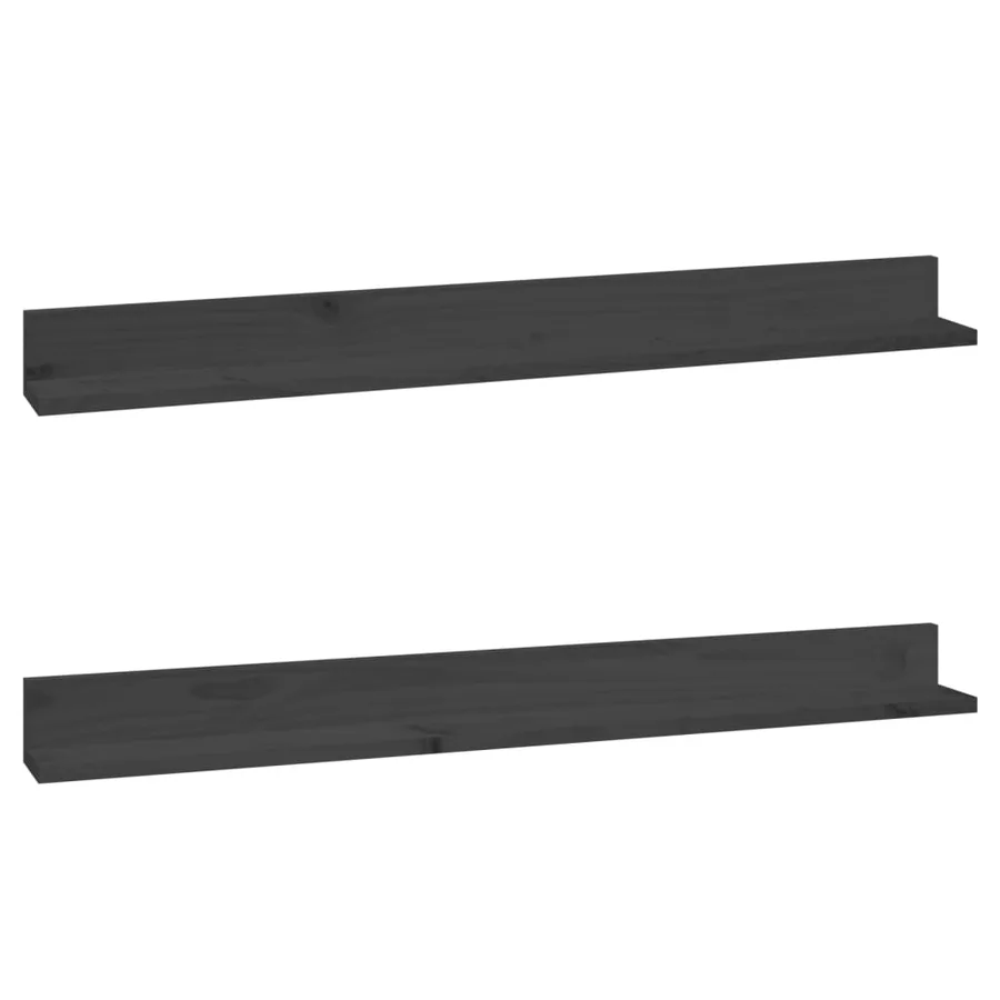 Étagères murales 2 pcs Gris 110x11x9 cm Bois de pin massif - 2