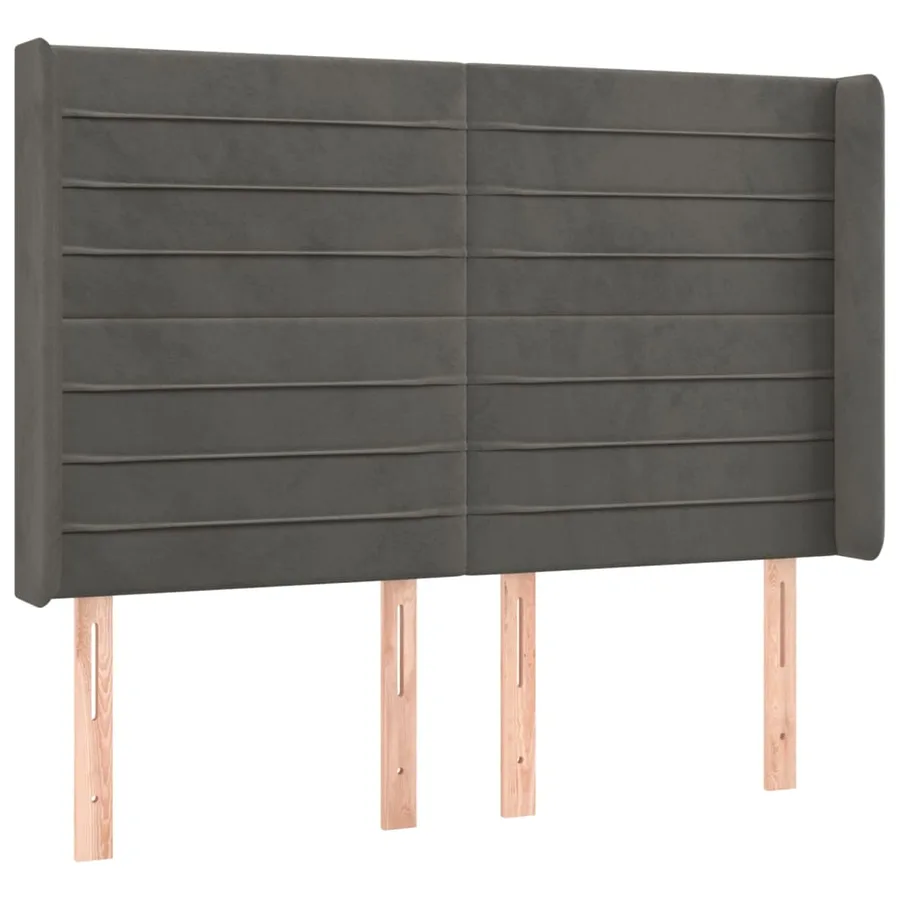 Tête de lit avec oreilles Gris foncé 147x16x118/128 cm Velours - 2