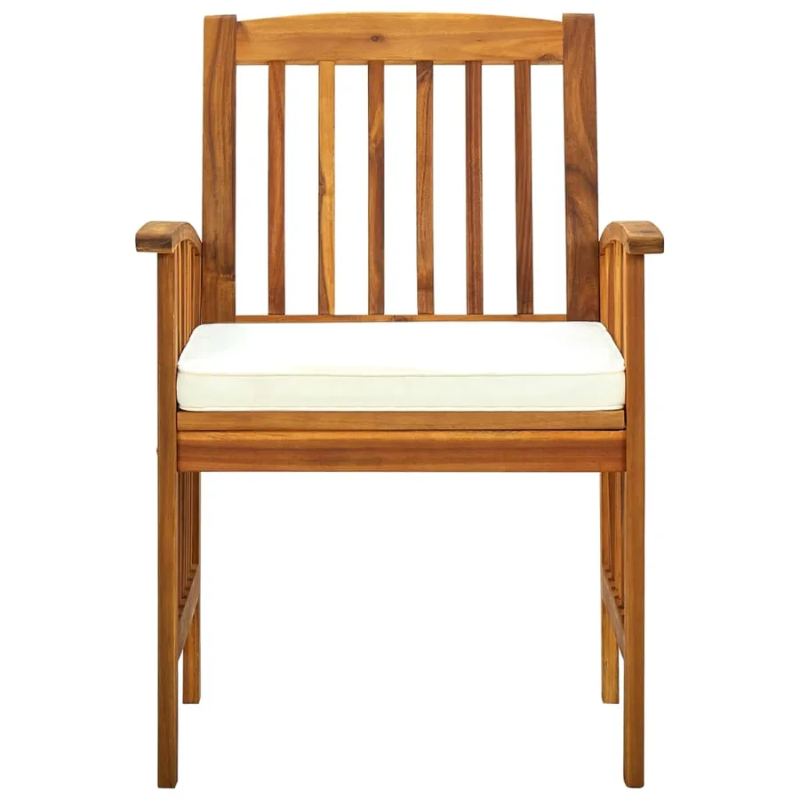 Ensemble de 4 chaises de jardin avec coussins en bois d'acacia massif - 4