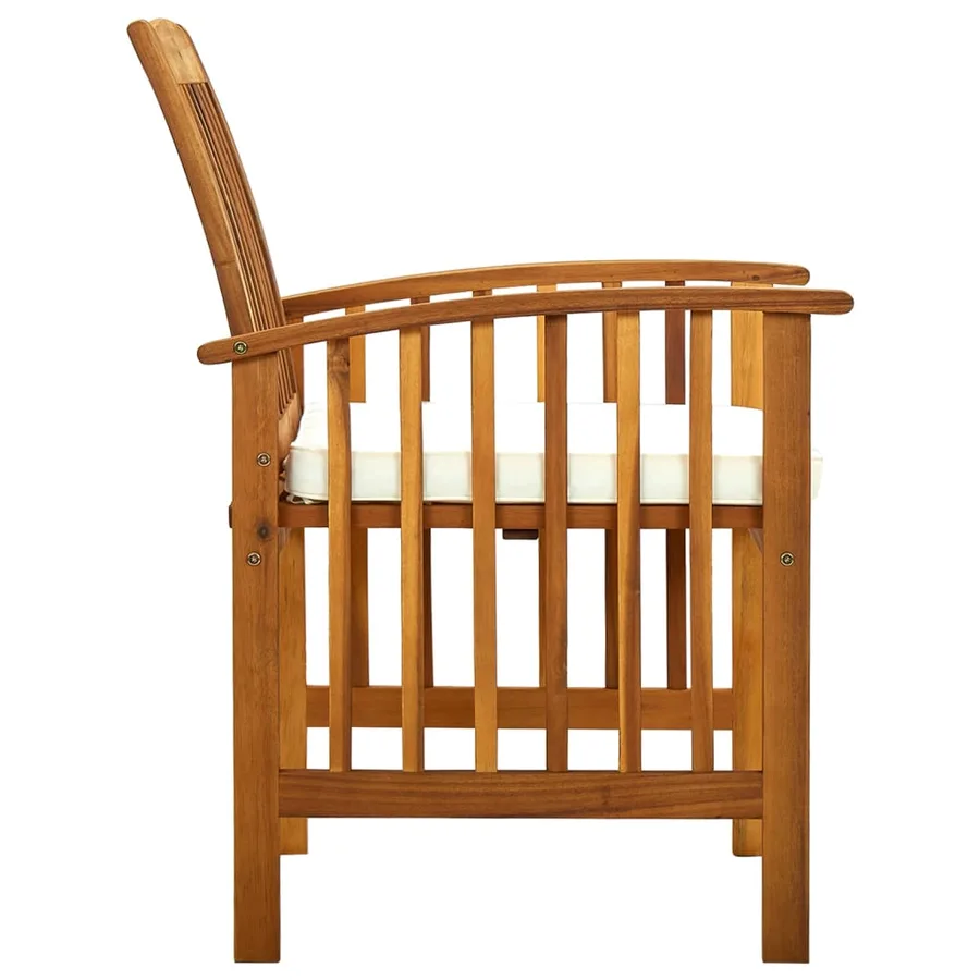 Ensemble de 4 chaises de jardin avec coussins en bois d'acacia massif - 5