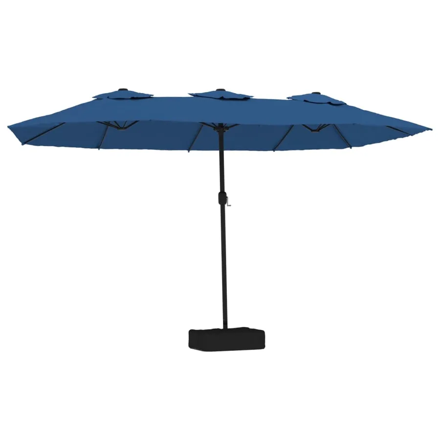 Parasol de jardin à double tête bleu azuré 449x265 cm - 2