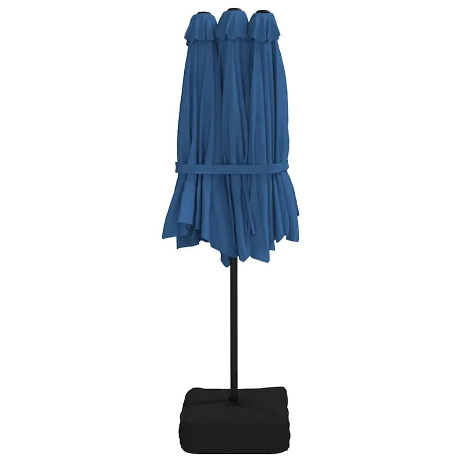 Parasol de jardin à double tête bleu azuré 449x265 cm - 5