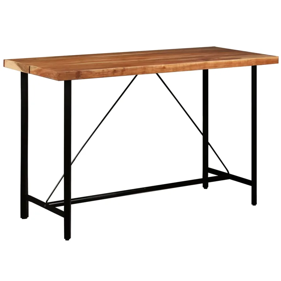 Ensemble de bar 7 pcs Bois solide et cuir véritable - 14
