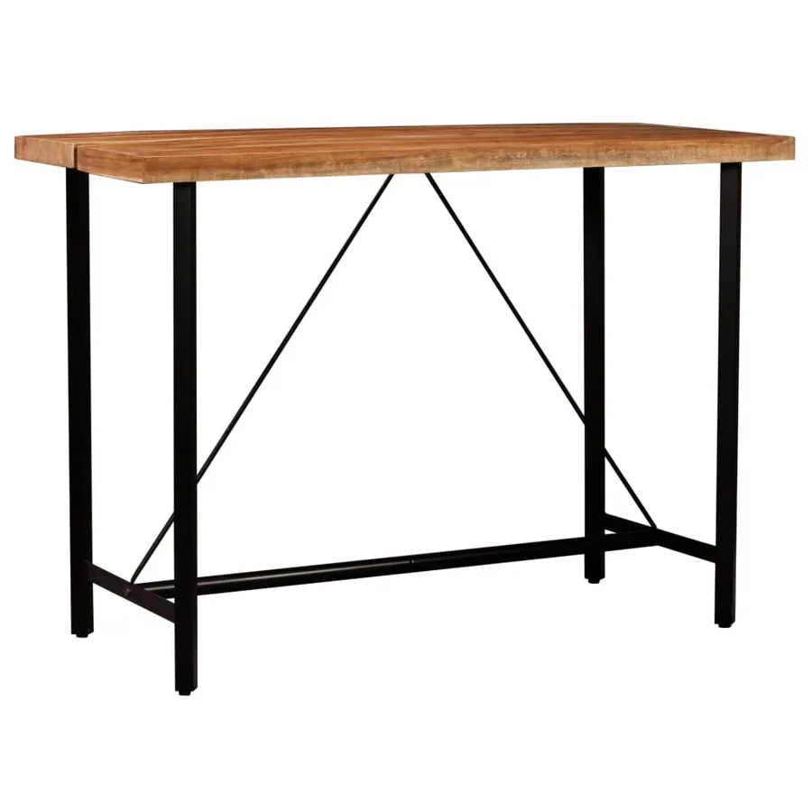 Ensemble de bar 7 pcs Bois solide et cuir véritable - 4