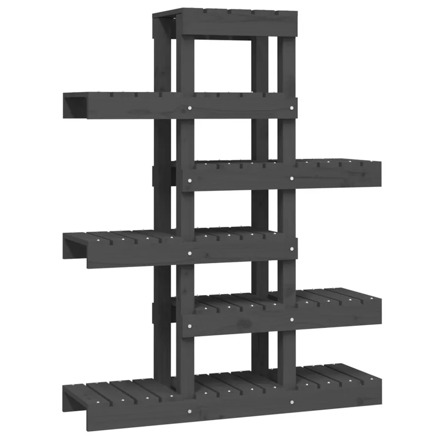 Support à plantes Gris 85x25x109,5 cm Bois massif de pin - 2
