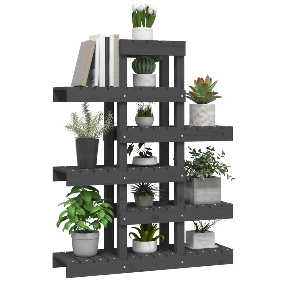 Support à plantes Gris 85x25x109,5 cm Bois massif de pin - 4