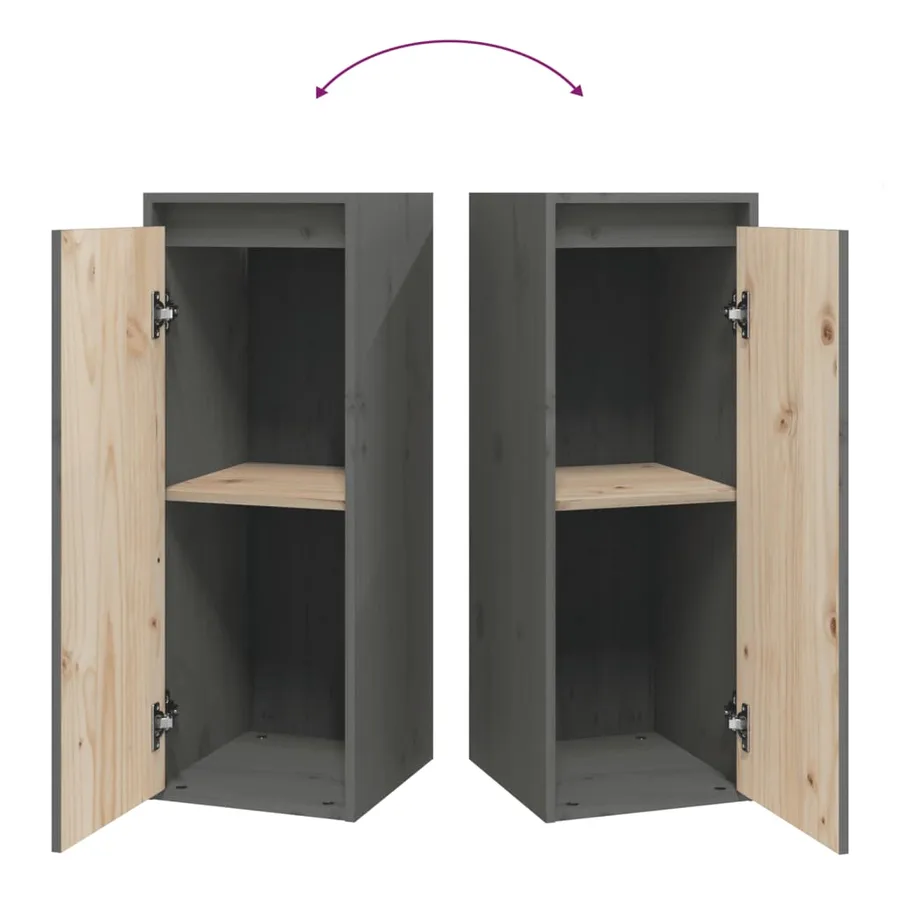 Armoire murale Gris 30x30x80 cm Bois de pin massif - 8